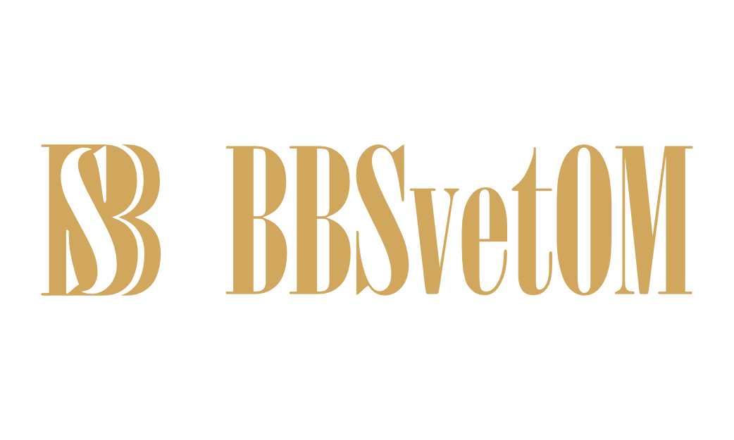 Logotipo icone BBS em dourado #d1a75e + Logotipo principal BBSvetOM em dourado #d1a75e
